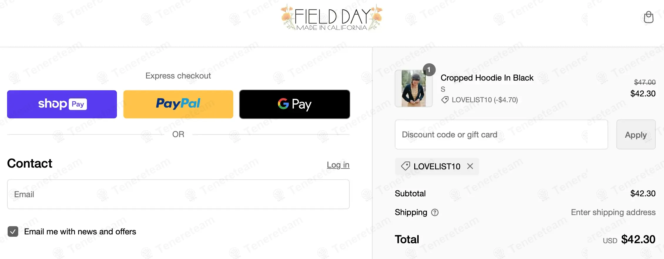 Field Day Apparel coupon code verified as working at checkout