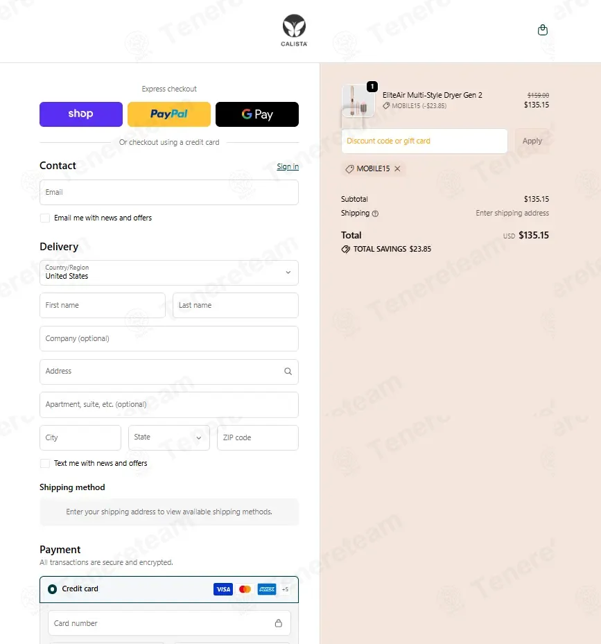 Calista Tools coupon code: 15% off with MOBILE15. Tested and valid as 1 month ago.