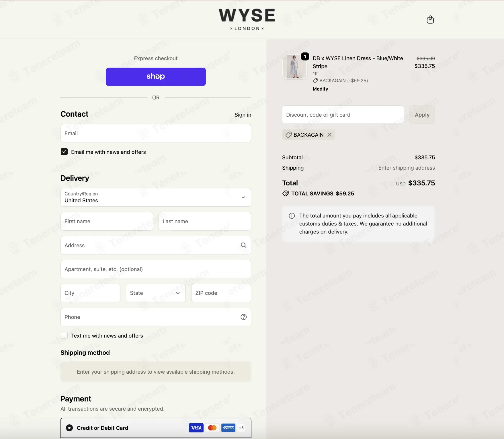 WYSE London coupon code: 15% off with BACKAGAIN. Tested and valid as 8 hours ago.