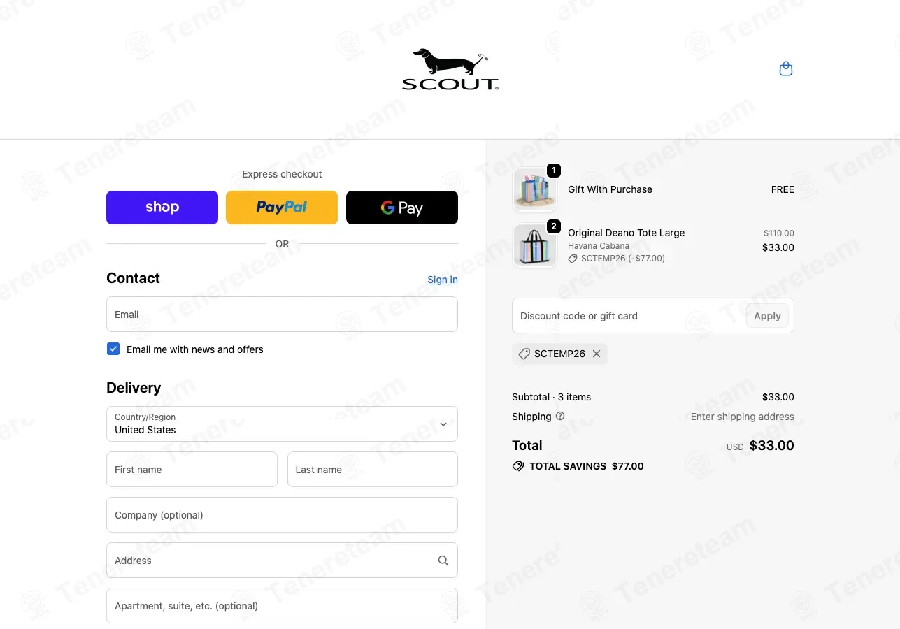 Scout Bags coupon code: 70% off with SCTEMP26. Tested and valid as 2 months ago.