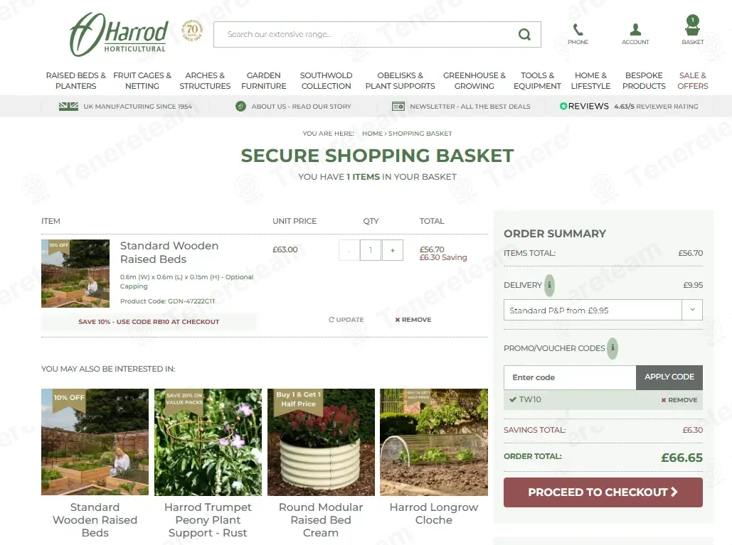Harrod Horticultural coupon code: 10% off with TW10. Tested and valid as 3 weeks ago.