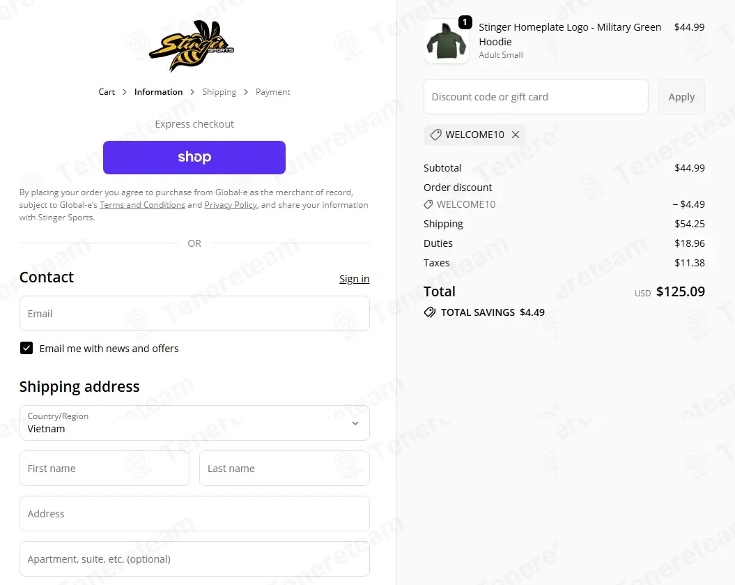Stinger Sports coupon code: 10% off with WELCOME10. Tested and valid as 2 weeks ago.
