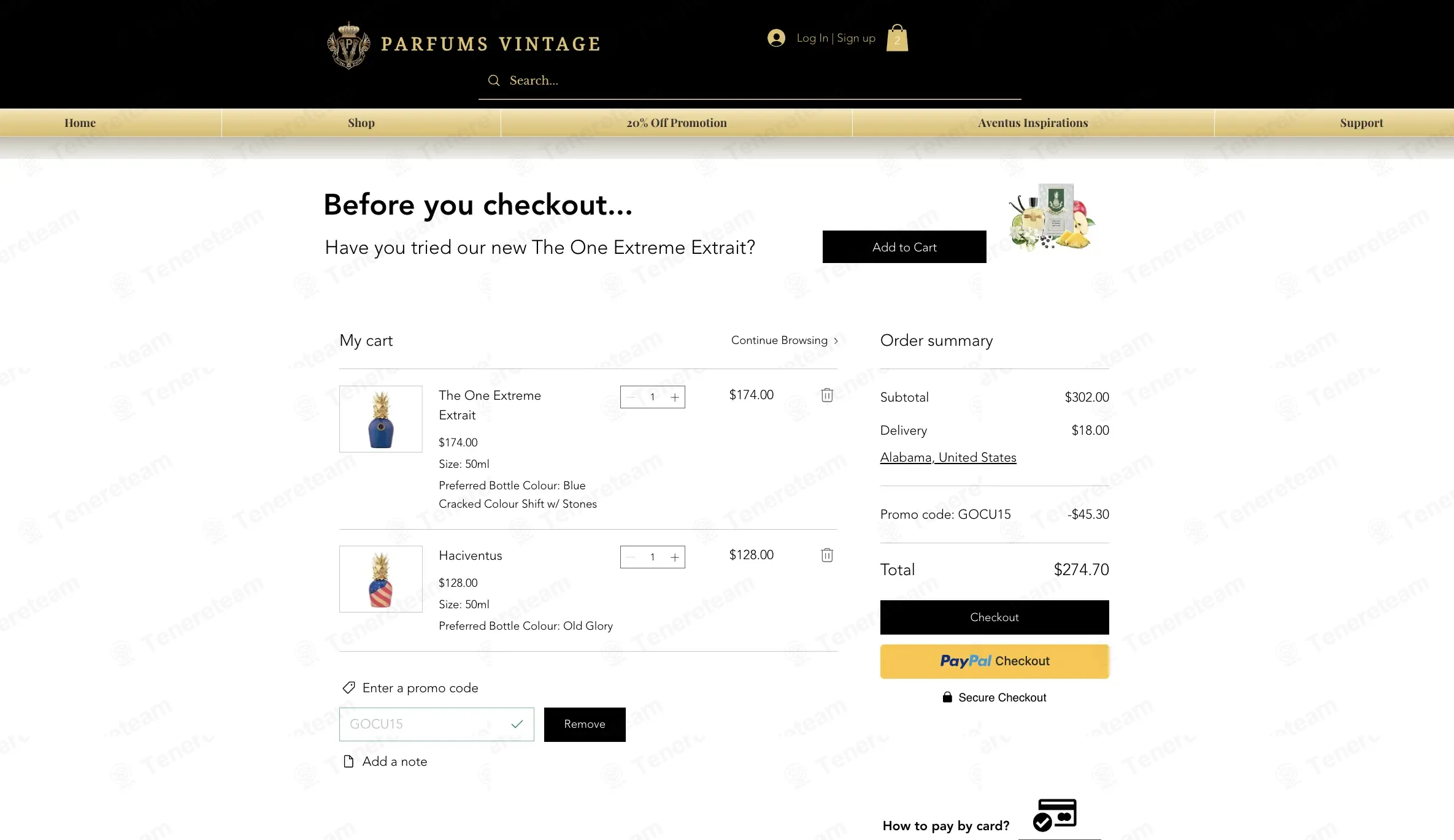 Parfums Vintage coupon code: 15% off with GOCU15. Tested and valid as 1 month ago.