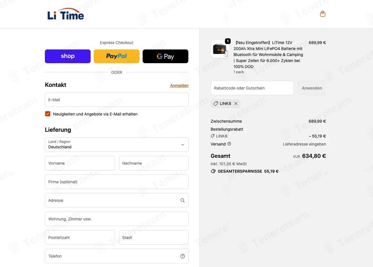 LiTime DE coupon code: 8% off with LINK8. Tested and valid as 2 weeks ago.