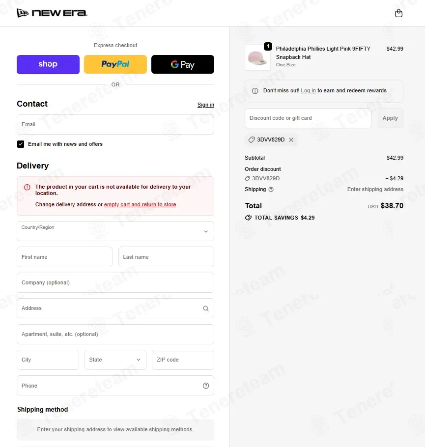 New Era coupon code: 10% off with 3DVV829D. Tested and valid as 1 month ago.