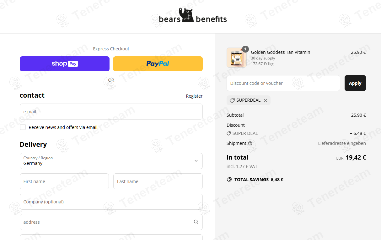 Bears-with-benefits coupon code: 25% off with SUPERDEAL. Tested and valid as 1 year ago.