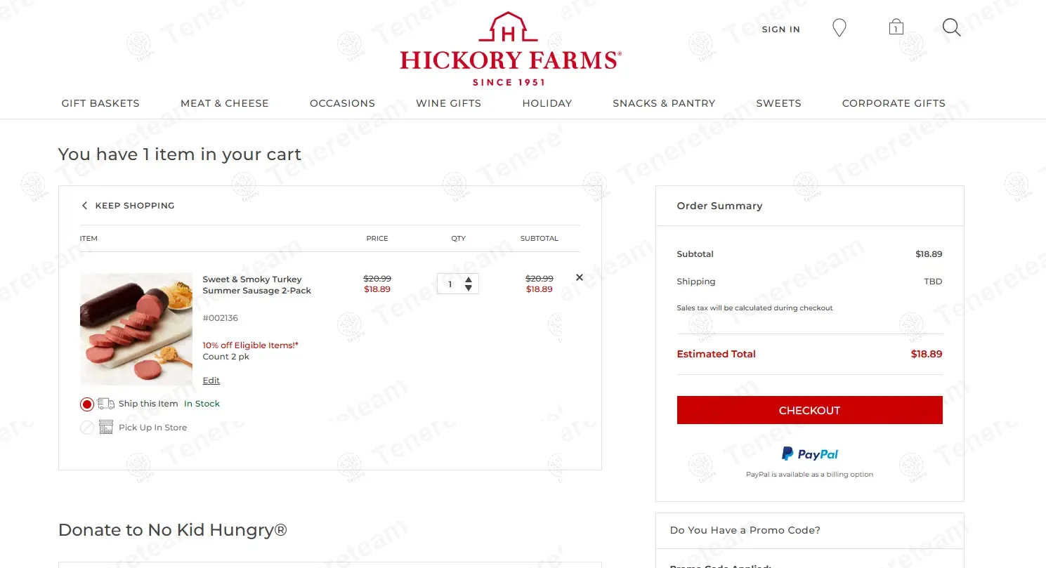 Hickory Farms coupon code: 10% off with W6TS54HFB3ZNFKTX. Tested and valid as 10 months ago.