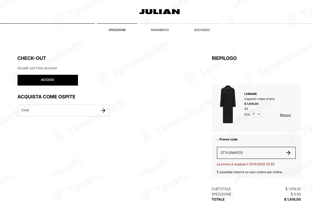 Julian Fashion coupon code: 20% off with STYLEMAP20. Tested and valid as 3 months ago.
