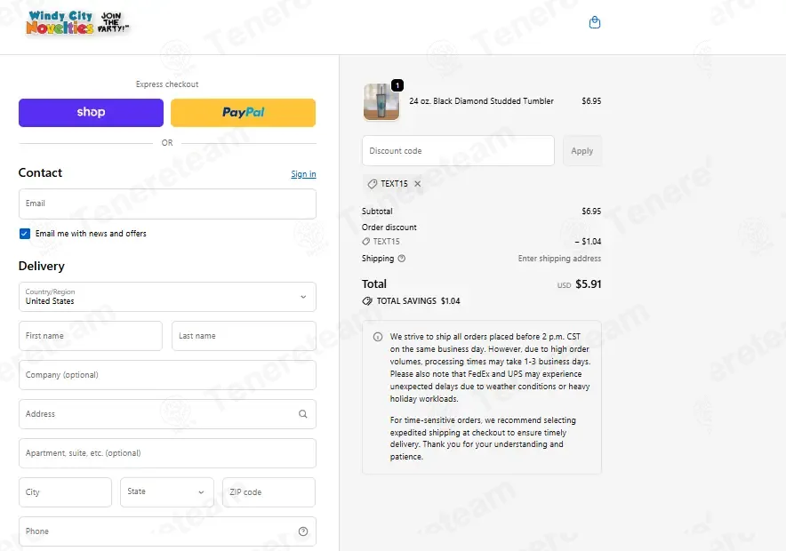 Windy City Novelties coupon code: 15% off with TEXT15. Tested and valid as 1 month ago.