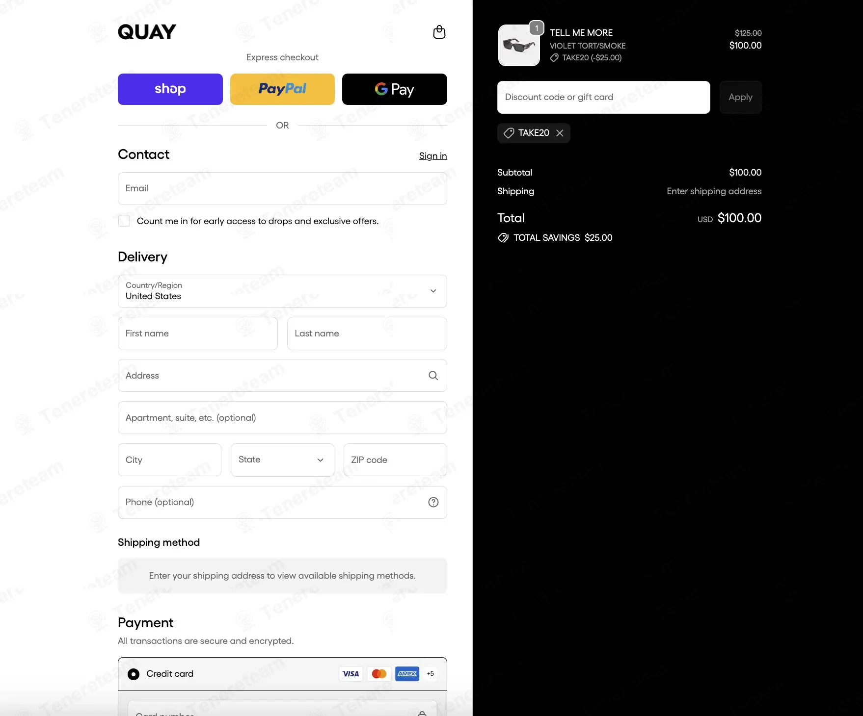 Quay coupon code: 20% off with TAKE20. Tested and valid as 4 weeks ago.
