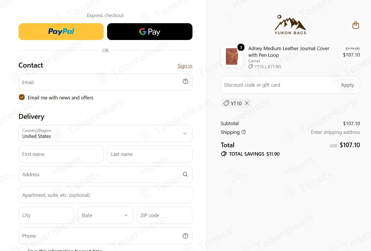 Yukon Bags coupon code verified as working at checkout