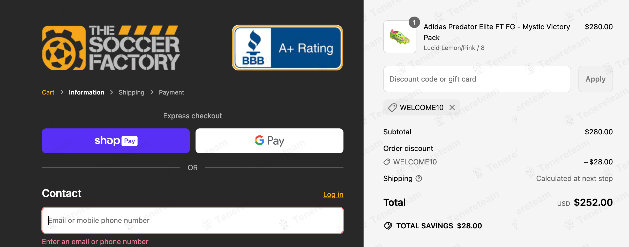 The Soccer Factory coupon code: 10% off with WELCOME10. Tested and valid as 10 months ago.