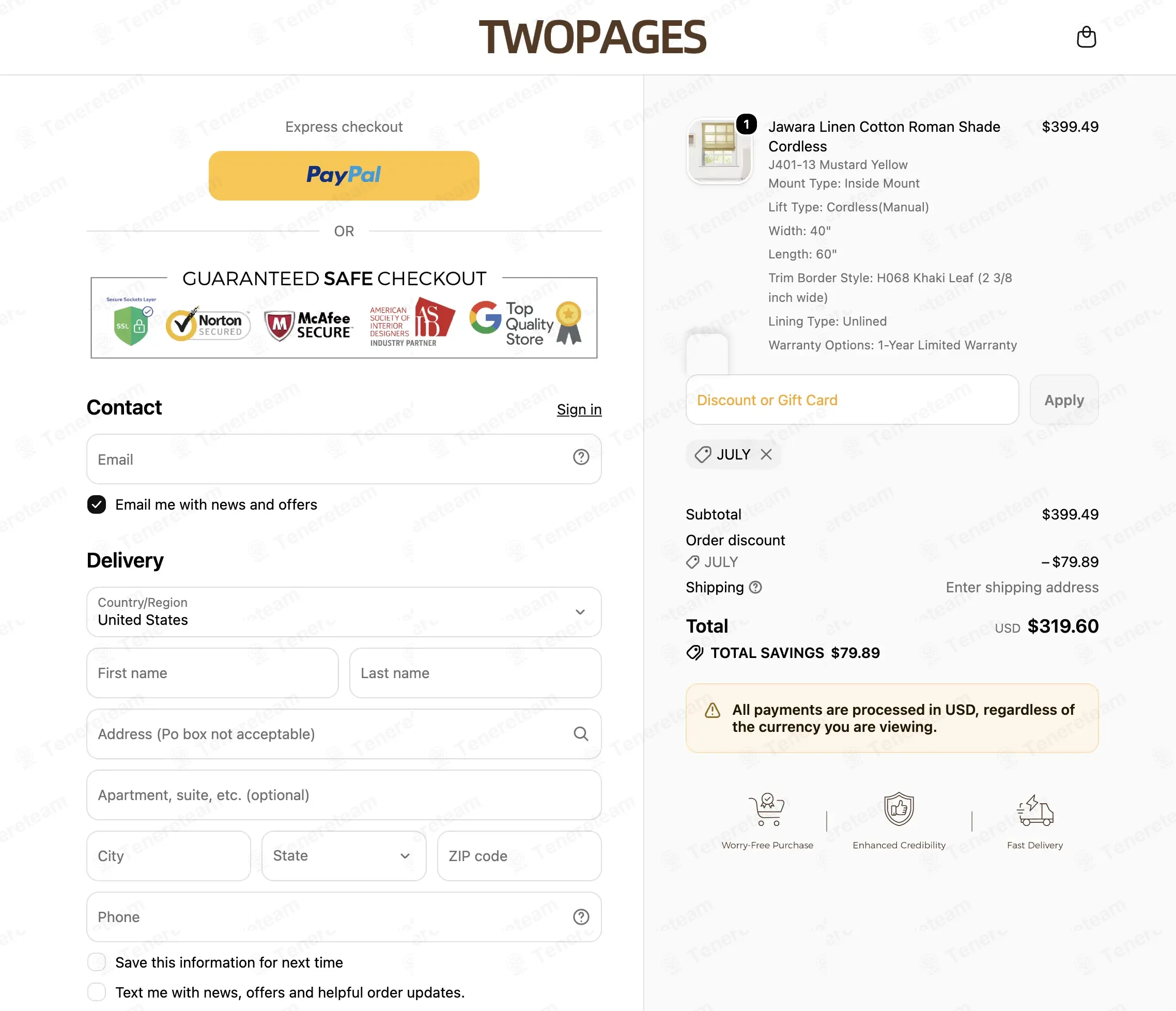 Two Pages Curtains coupon code: 20% off with JULY. Tested and valid as 1 month ago.