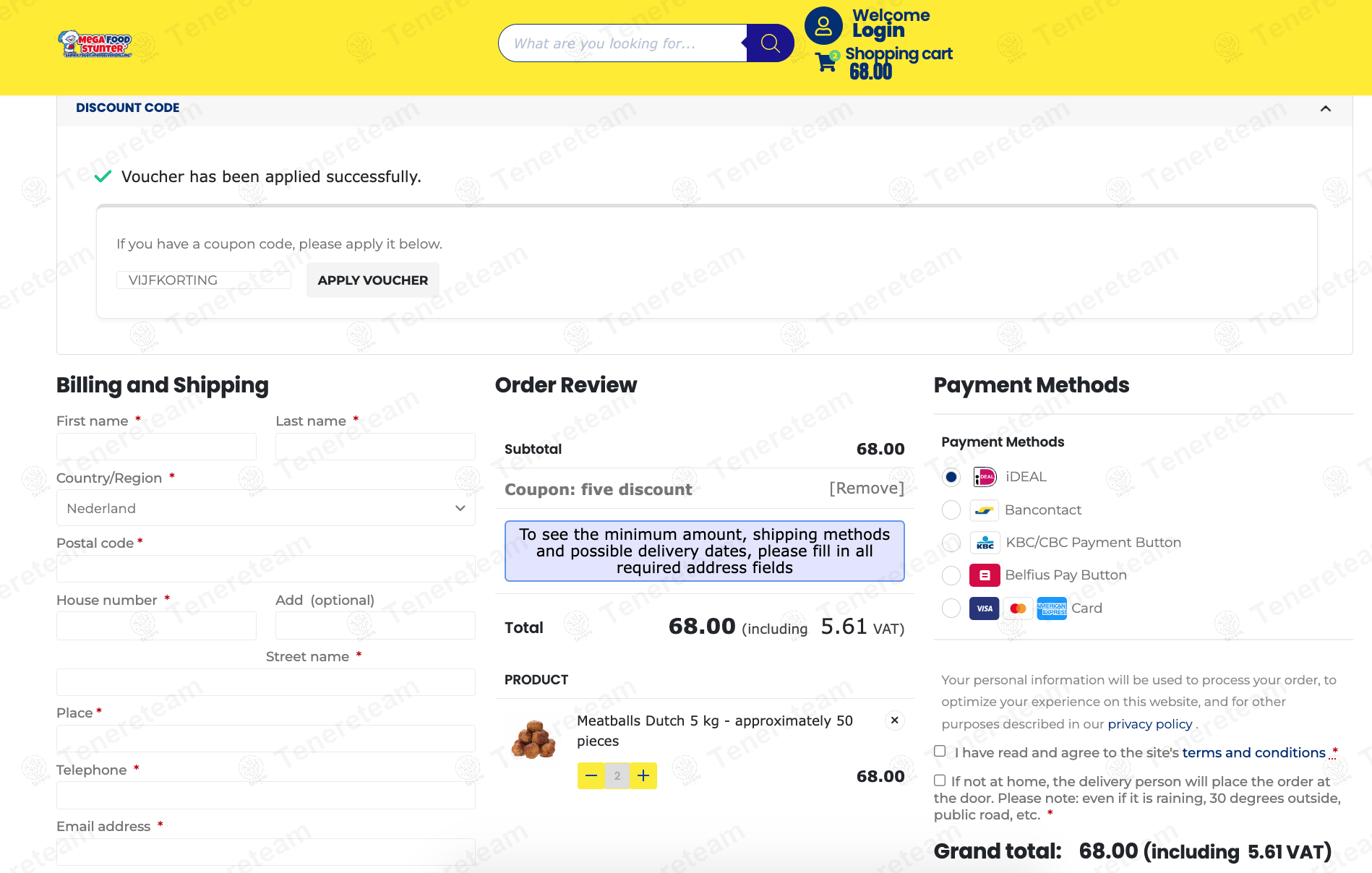 Megafoodstunter NL coupon code: €5 off with VIJFKORTING. Tested and valid as 1 year ago.