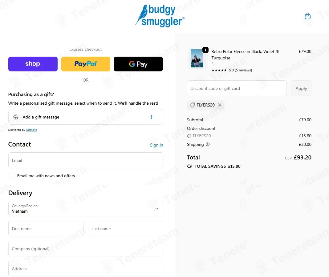 Budgy Smuggler UK coupon code: 20% off with FLYERS20. Tested and valid as 3 months ago.