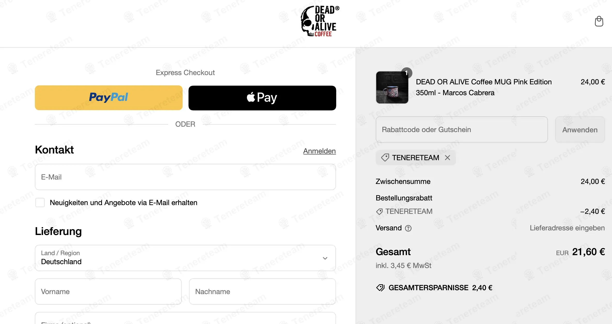 Dead or Alive Coffee DE coupon code: 10% off with TENERETEAM. Tested and valid as 1 year ago.
