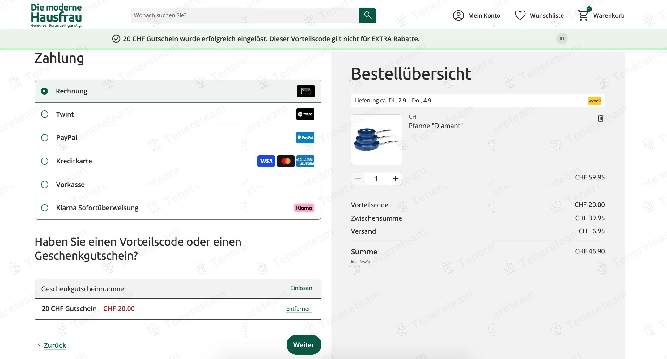 Moderne Hausfrau CH coupon code: Sale off with 20CHF. Tested and valid as 9 months ago.