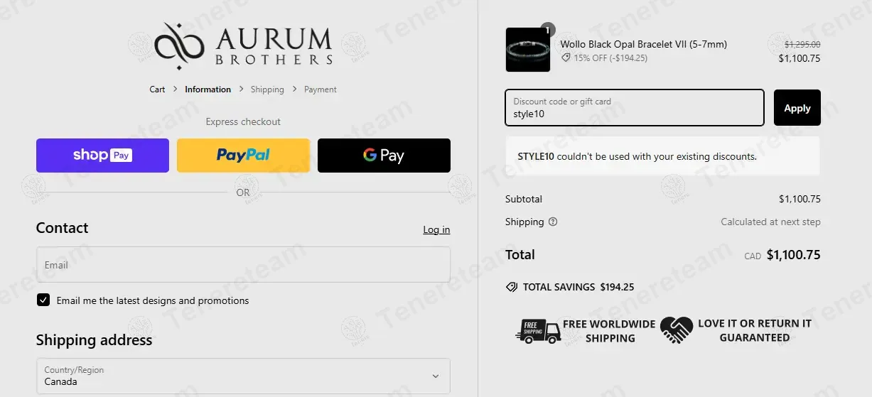 Aurum Brothers coupon code: 10% off with STYLE10. Tested and valid as 1 year ago.