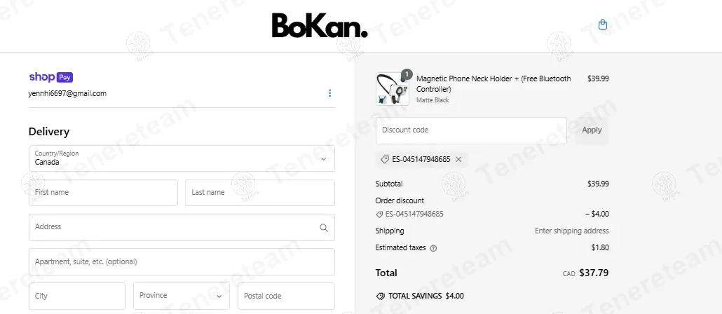 Bokan coupon code: 10% off with ES-045147948685. Tested and valid as 1 year ago.