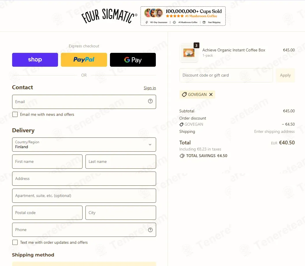 Four Sigmatic International coupon code: 10% off with GOVEGAN. Tested and valid as 1 week ago.