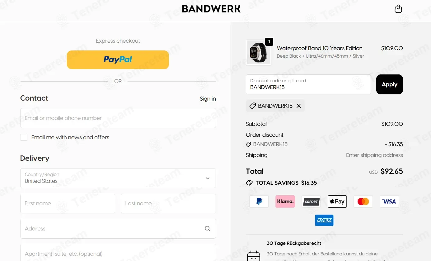 Bandwerk coupon code: 15% off with BANDWERK15. Tested and valid as 7 months ago.