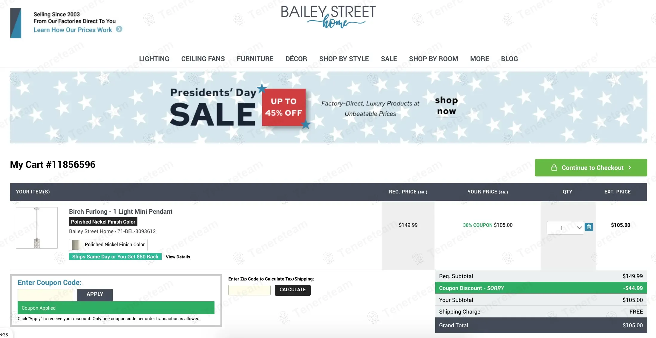 Bailey Street Home coupon code: 30% off with SORRYY. Tested and valid as 1 year ago.