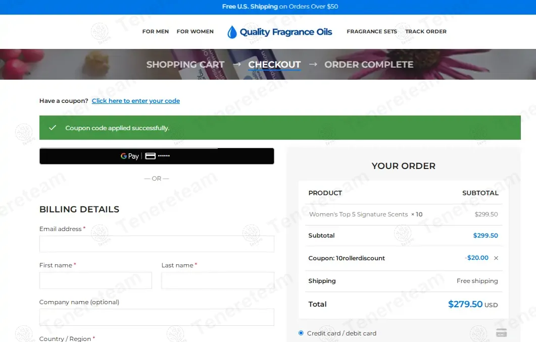Quality Fragrance Oils coupon code: $20 off with 10rollerdiscount. Tested and valid as 1 year ago.