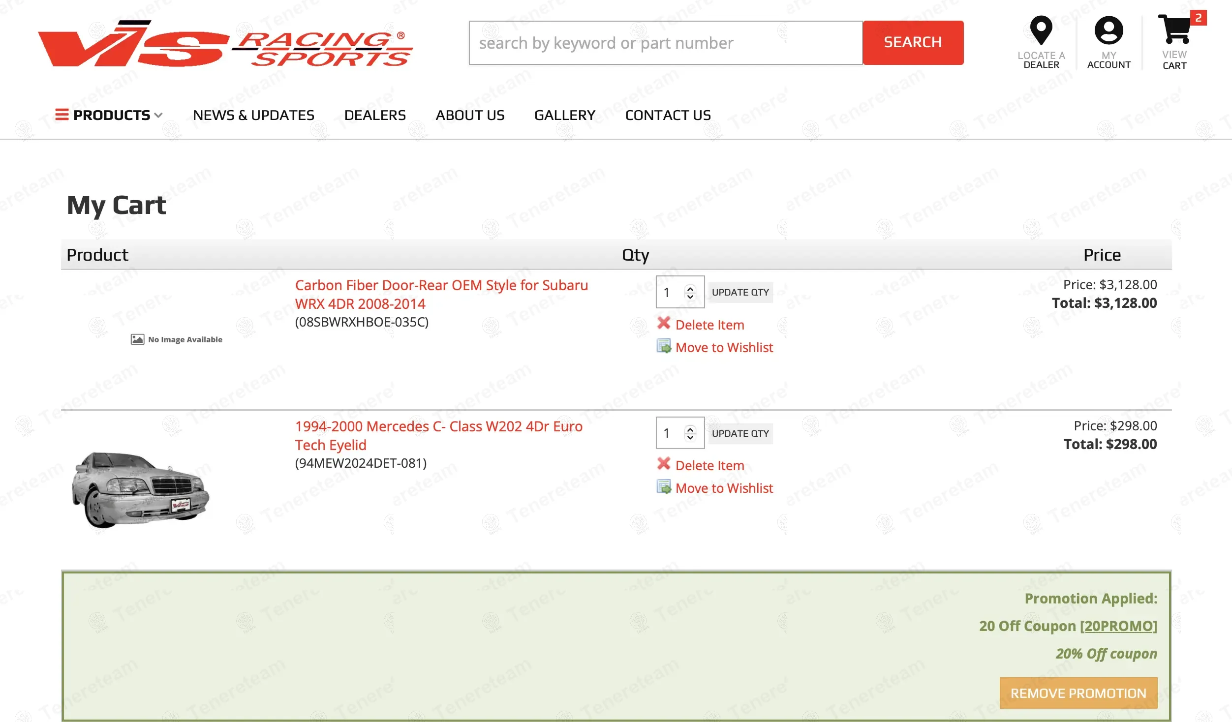 VIS Racing Sports coupon code: 20% off with 20PROMO. Tested and valid as 8 months ago.