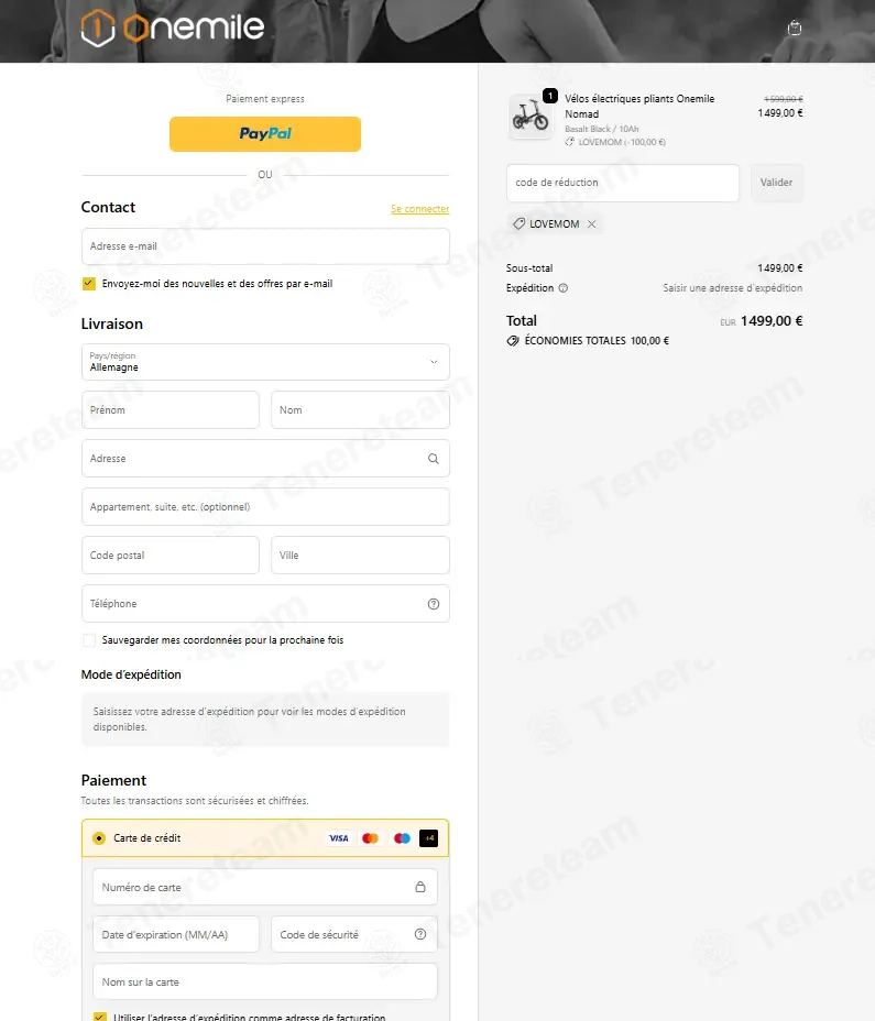 Onemilebike coupon code: €100 off with LOVEMOM. Tested and valid as 3 weeks ago.