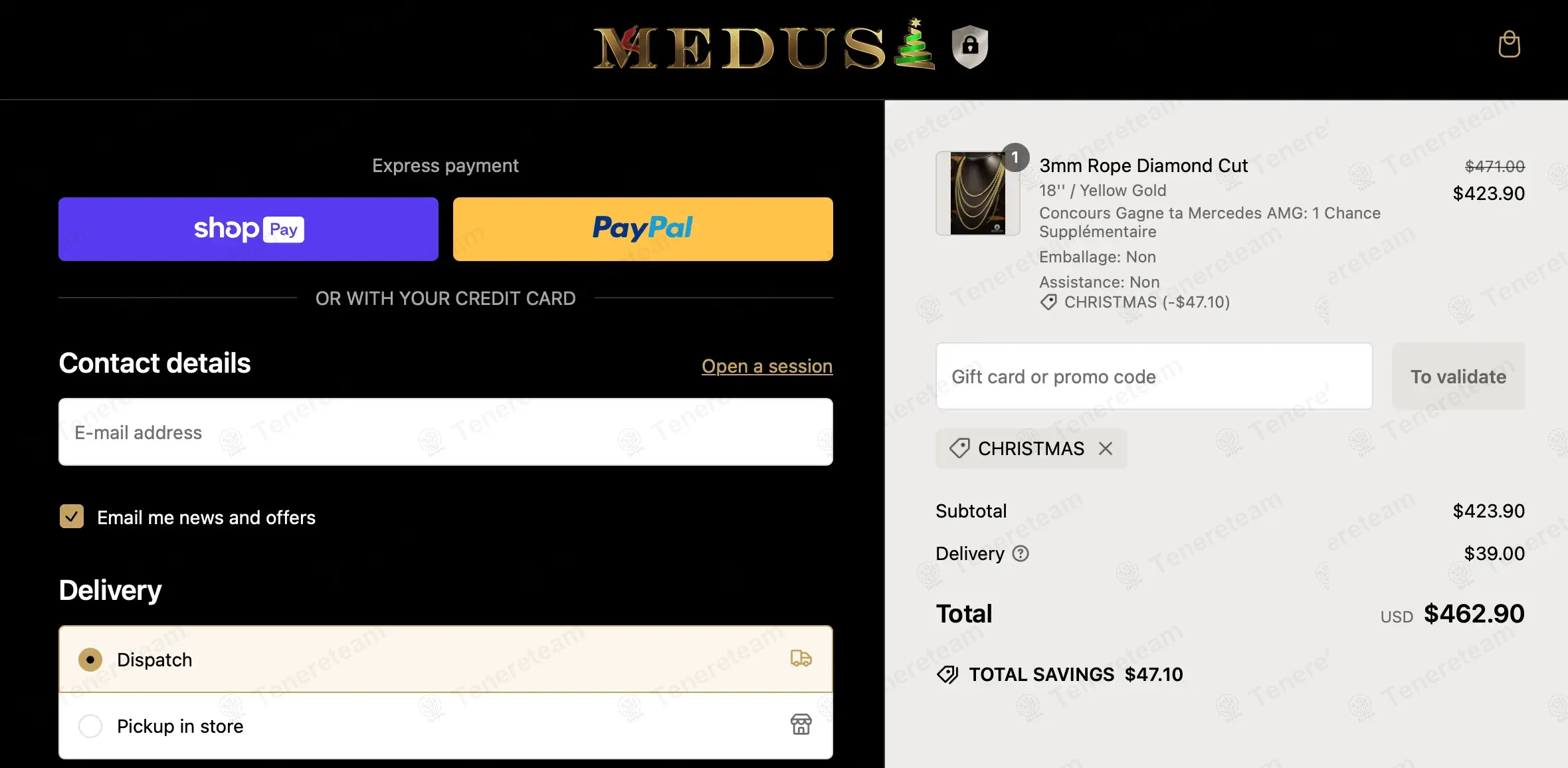 Medusa Jewelry coupon code: 10% off with christmas. Tested and valid as 1 year ago.