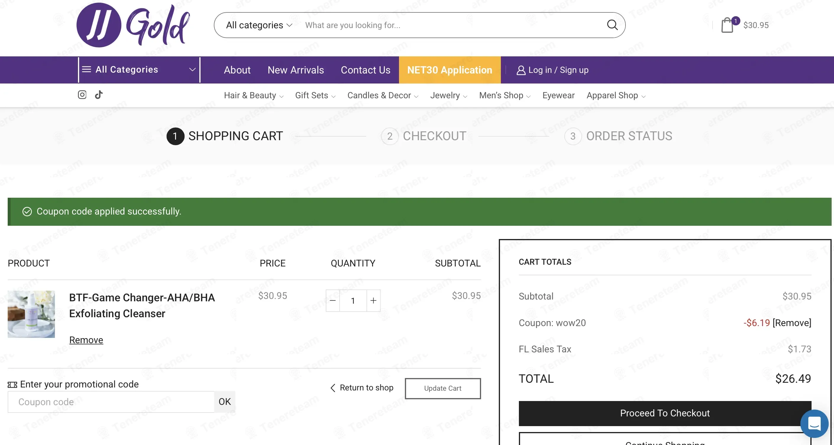JJ Gold coupon code: 20% off with wow20. Tested and valid as 3 weeks ago.