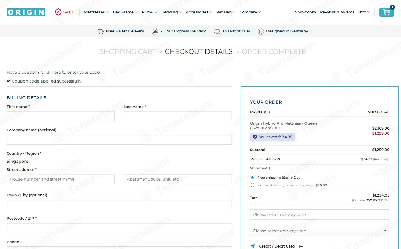 Origin Mattress Singapore coupon code: 5% off with BIRTHDAY5. Tested and valid as 3 weeks ago.
