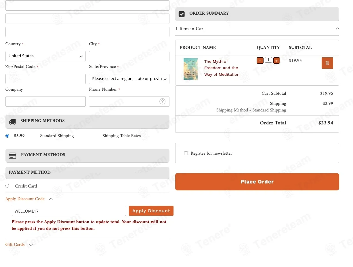 Shambhala Publications coupon code: 30% off with WELCOME17. Tested and valid as 1 month ago.