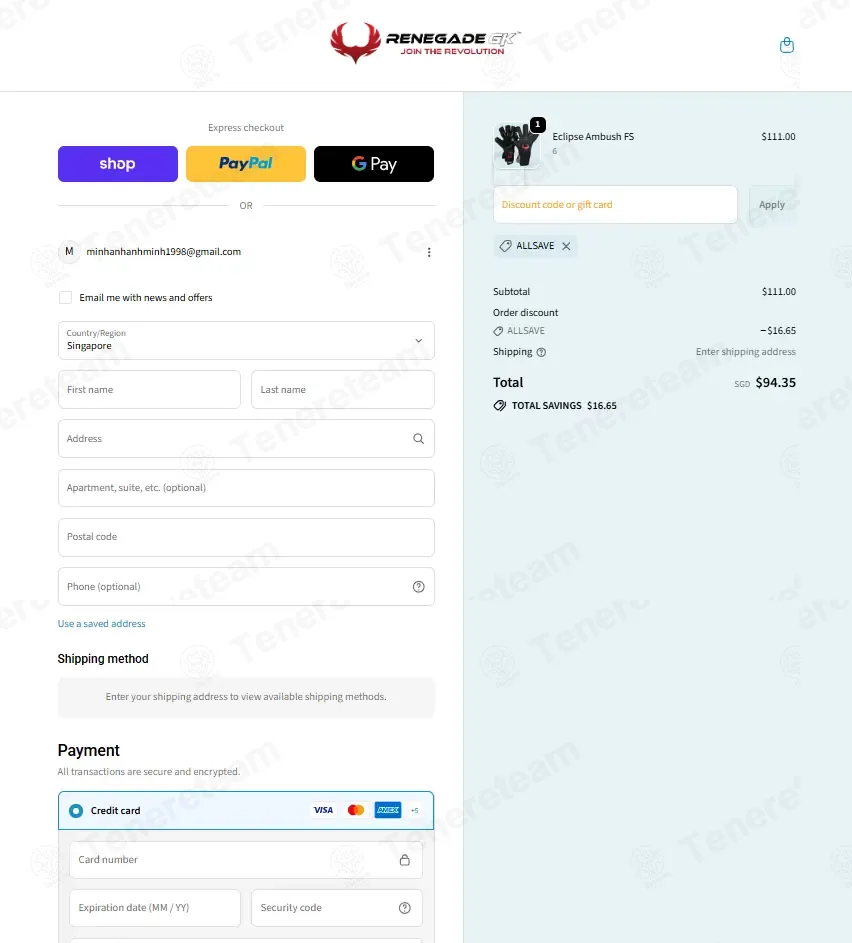 Renegade GK coupon code: 15% off with ALLSAVE. Tested and valid as 3 weeks ago.