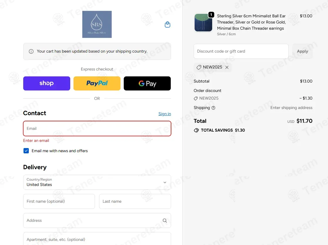 Silver Rain Silver coupon code: 10% off with NEW2025. Tested and valid as 9 months ago.