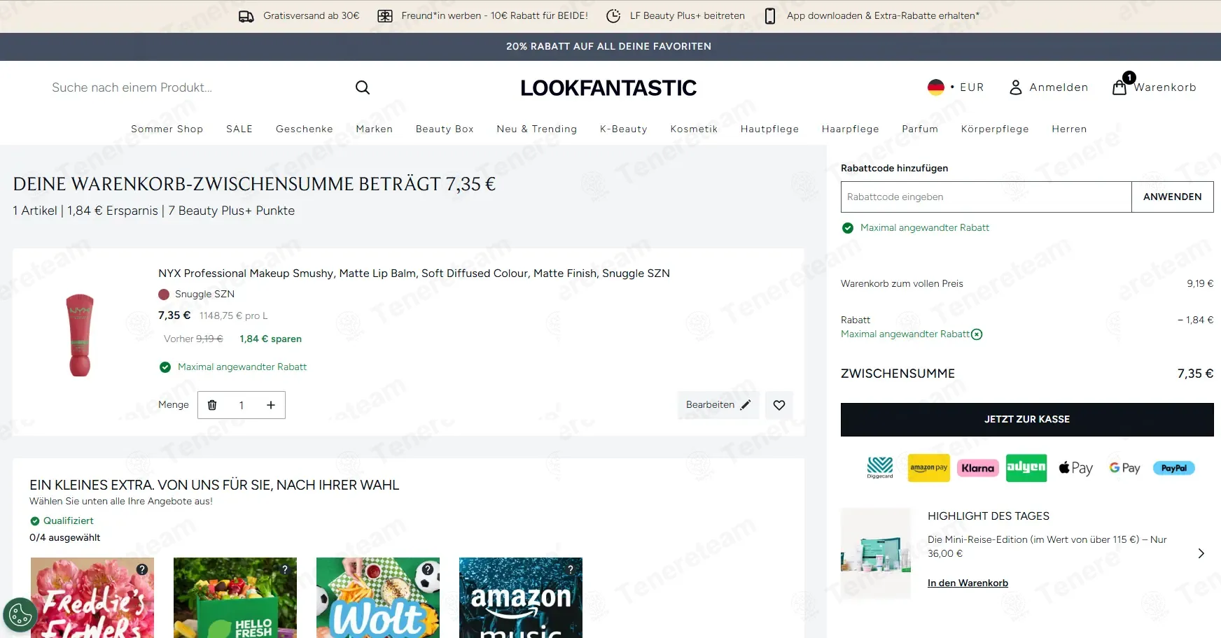 Lookfantastic DE coupon code: 20% off with LOVELF. Tested and valid as 1 day ago.