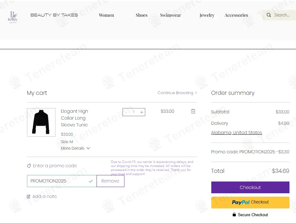Beauty By Takes coupon code: 10% off with PROMOTION2025. Tested and valid as 1 year ago.