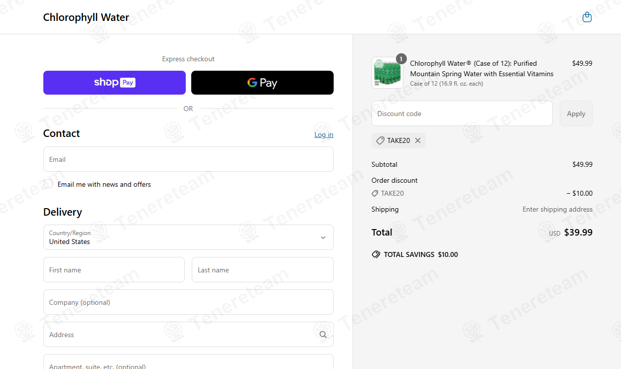 Chlorophyll Water coupon code: 20% off with TAKE20. Tested and valid as 1 year ago.