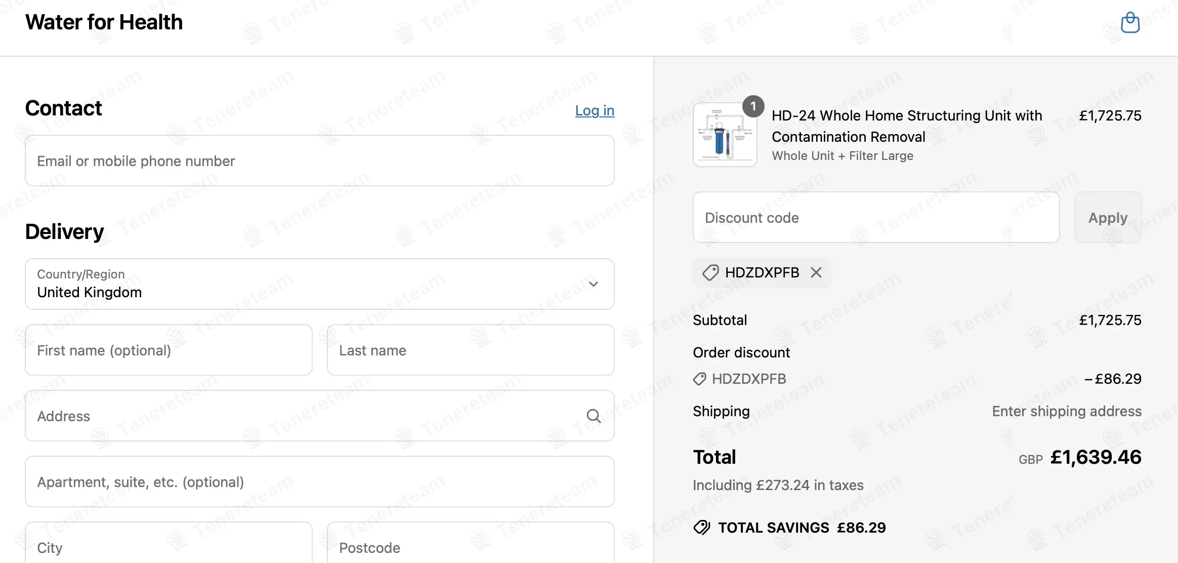 Water For Health coupon code verified as working at checkout