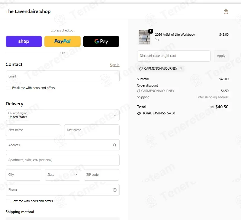 The Lavendaire Shop coupon code: 10% off with CARMENONAJOURNEY. Tested and valid as 8 months ago.
