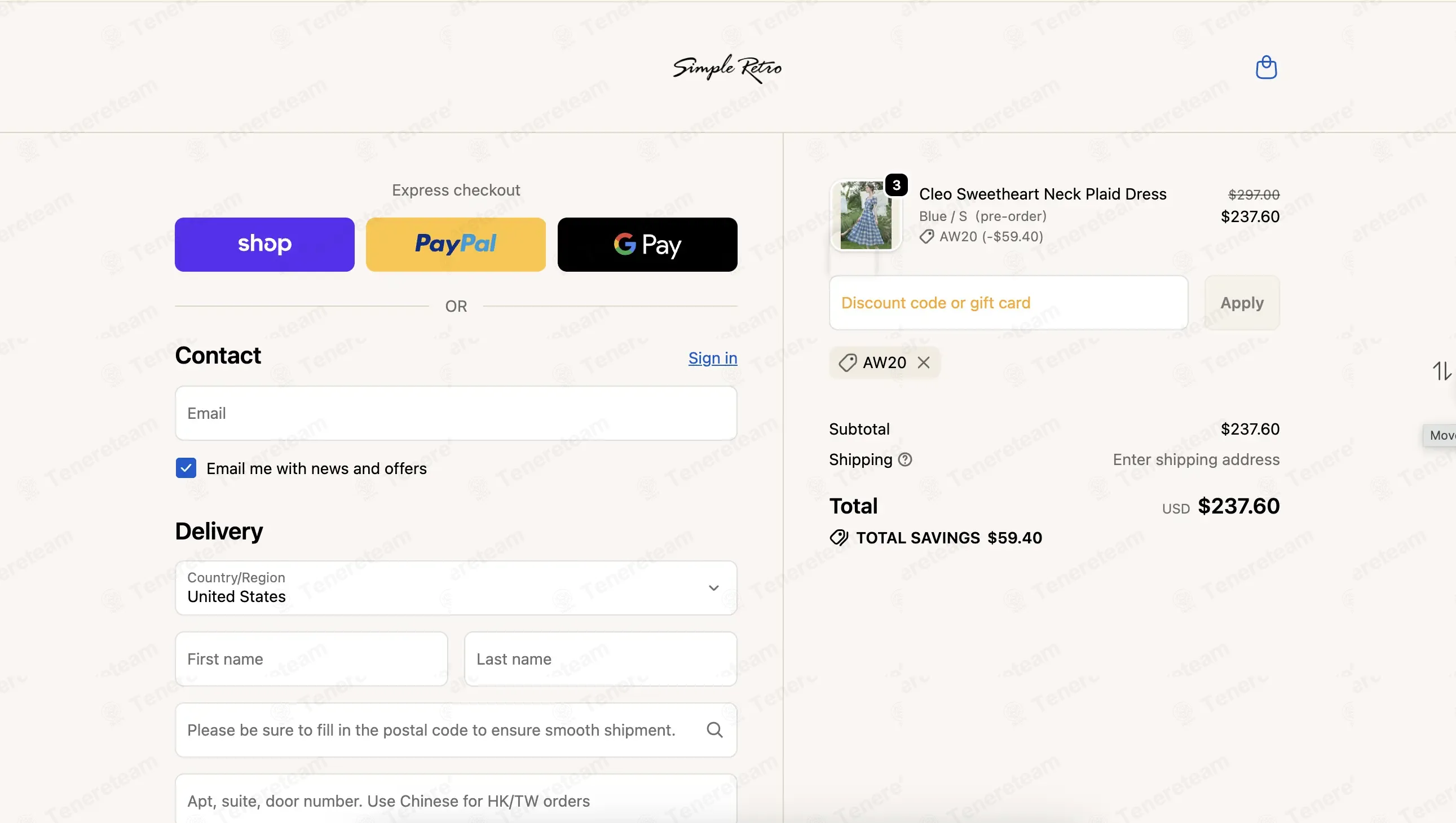 Simple Retro coupon code: 20% off with AW20. Tested and valid as 4 days ago.