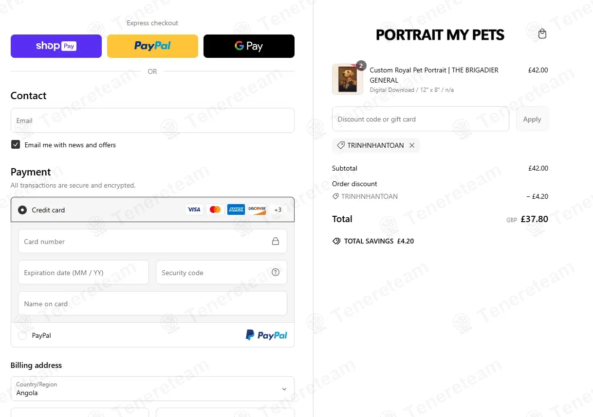 Portrait My Pets coupon code: 10% off with TRINHNHANTOAN. Tested and valid as 1 year ago.