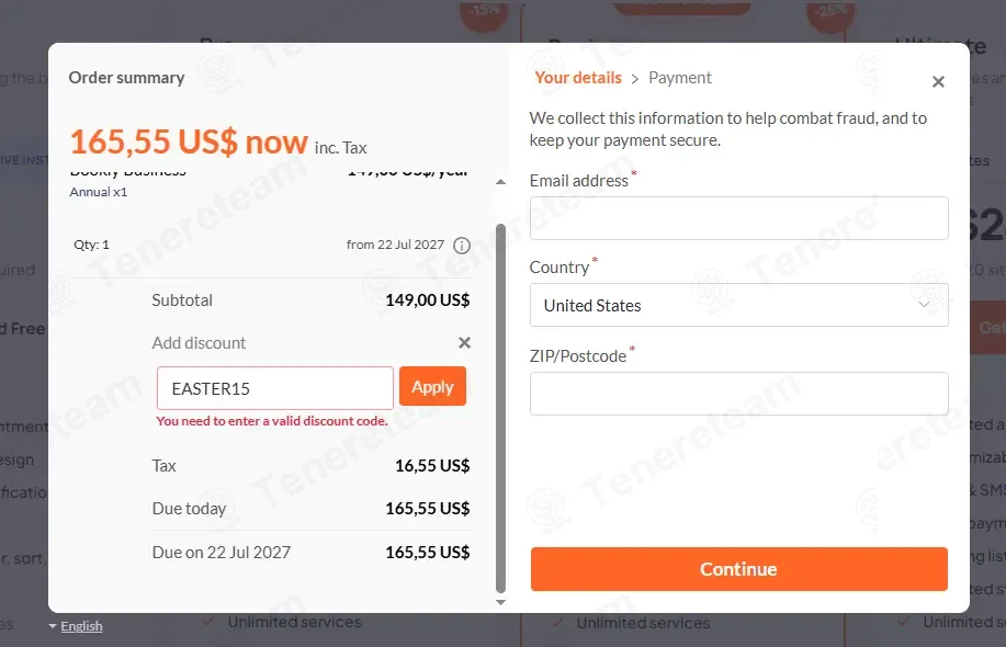 Bookly coupon code: 10% off with EASTER15. Tested and valid as 1 month ago.