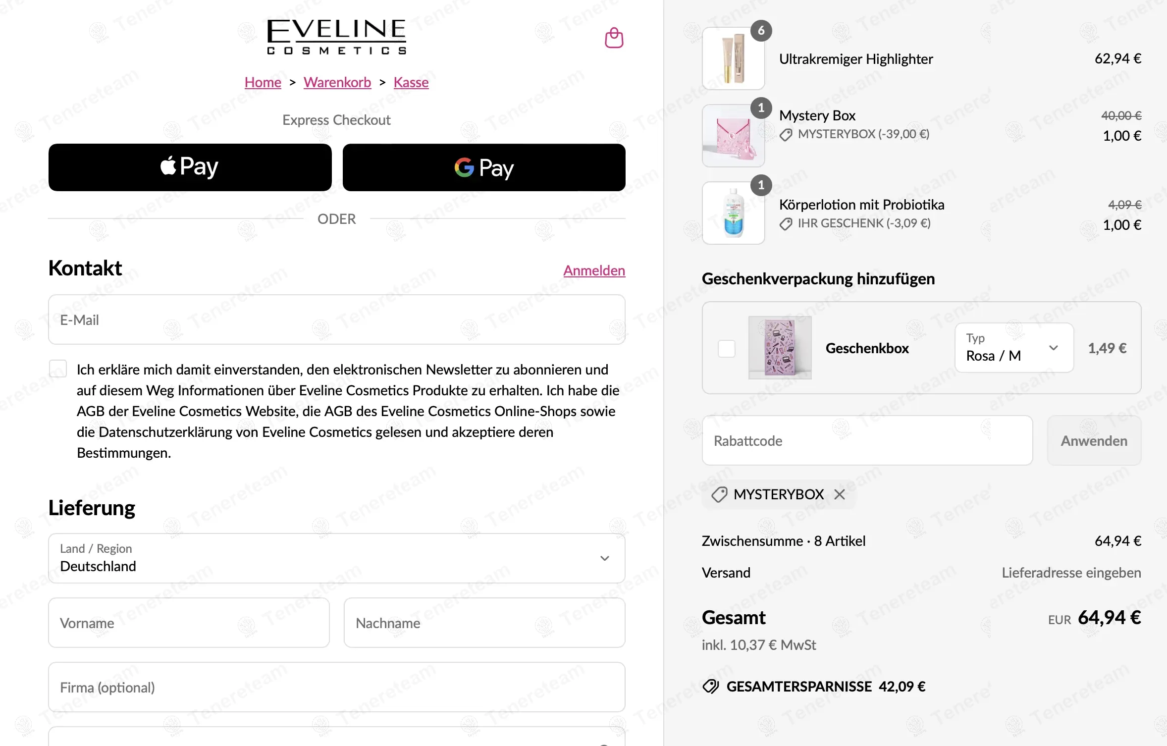 Evelinecosmetics DE coupon code: Sale off with MYSTERYBOX. Tested and valid as 1 year ago.