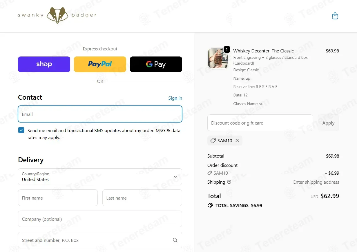 Swanky Badger apply coupon code