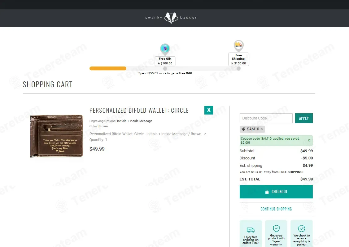 Swanky Badger coupon code: 10% off with SAM10. Tested and valid as 2 weeks ago.