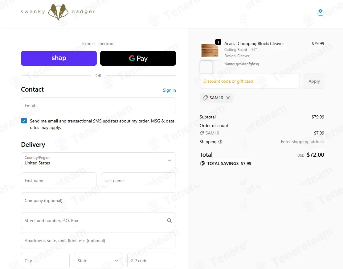 Swanky Badger coupon code: 10% off with SAM10. Tested and valid as 2 weeks ago.