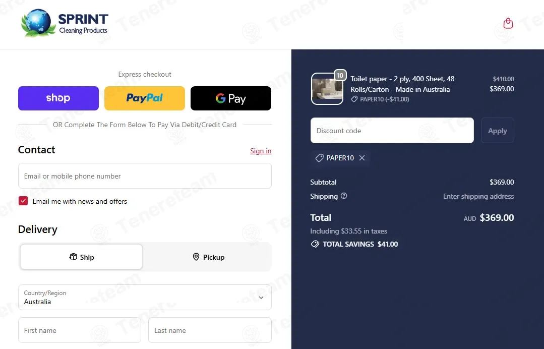 Sprint Cleaning Products coupon code: 10% off with PAPER10. Tested and valid as 1 week ago.
