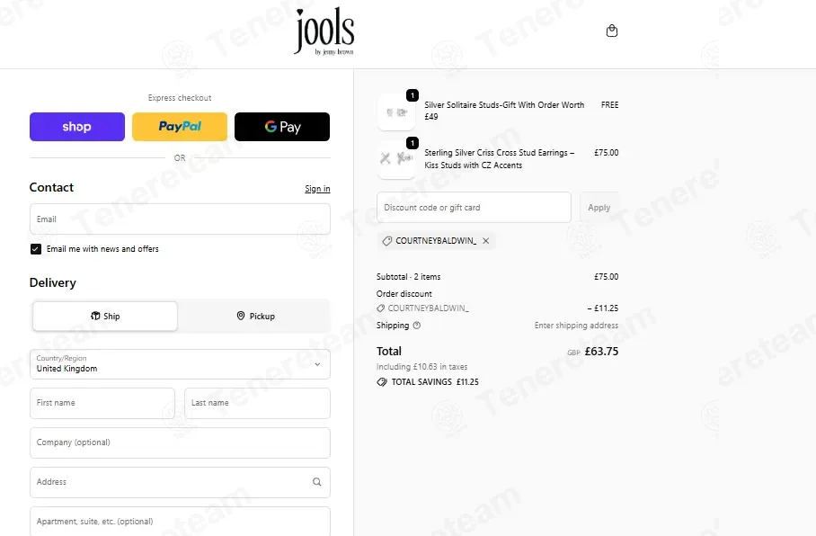Jools by Jenny Brown coupon code: 15% off with COURTNEYBALDWIN_. Tested and valid as 1 month ago.