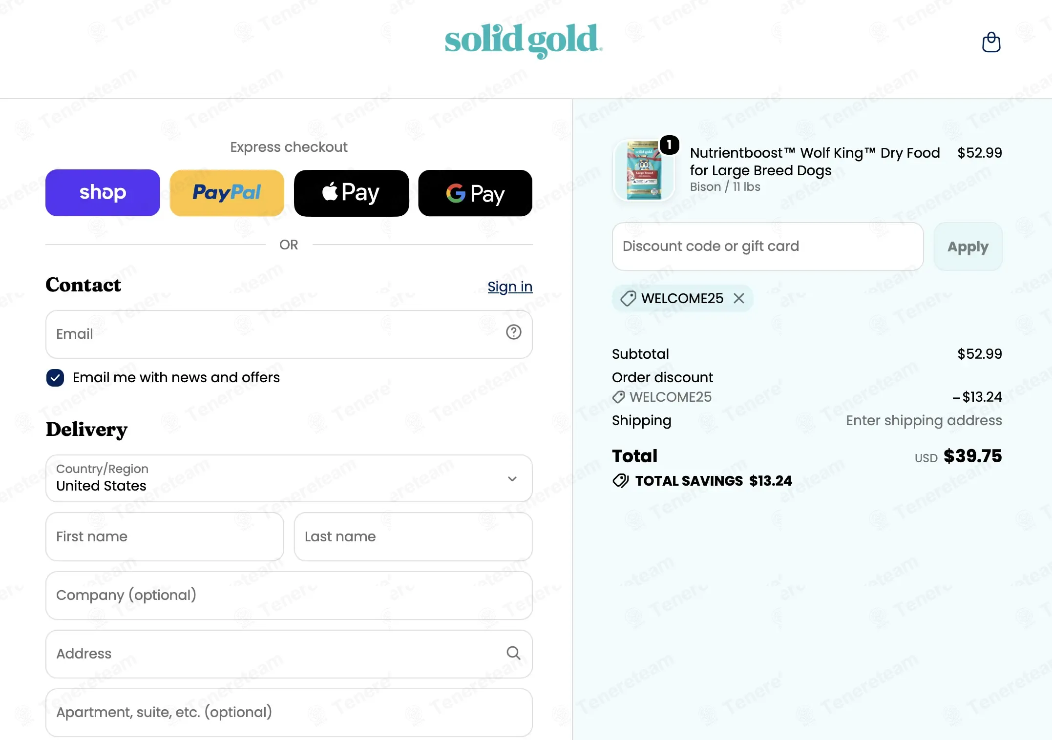 Solid Gold Pet apply coupon code